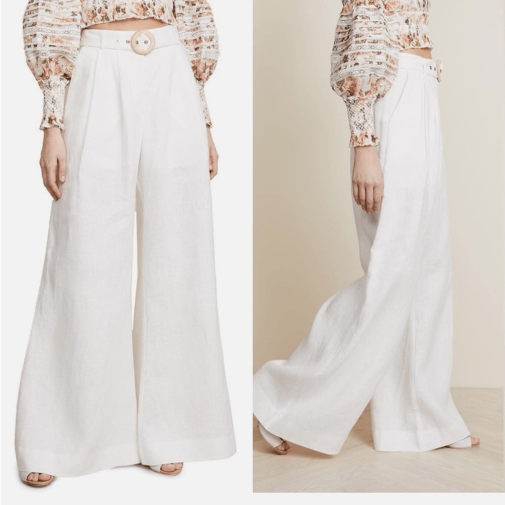 Zimmermann Cream Wide-Leg Pants
